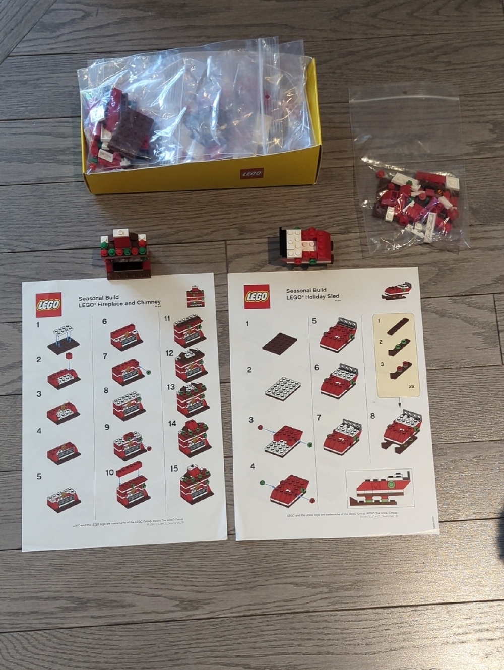 10 Lego Red and White Holiday Sled & Fireplace Mini Builds - New